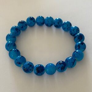 Agate stone polished Blue Beaded Bracelet